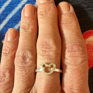 Chic Sterling Silver and CZ Mickey Mouse Silhouette Ring